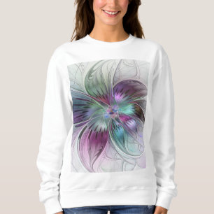 Sweatshirt Fleur Abstraite colorée Art moderne floral fractal