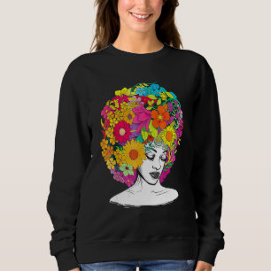 Sweatshirt Fleur Afro Femmes Reine noire Africaine Américaine