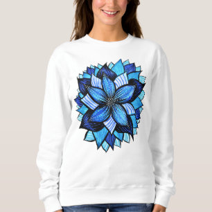 Sweatshirt Fleur bleue abstrait amoureux de la nature botaniq