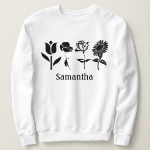 Sweatshirt Fleur de mois de naissance personnalisée en noir e