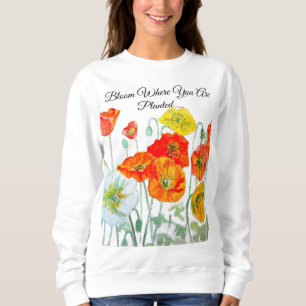 Sweatshirt Fleur De Pavot Rouge Orange Où Vous Êtes Plantée
