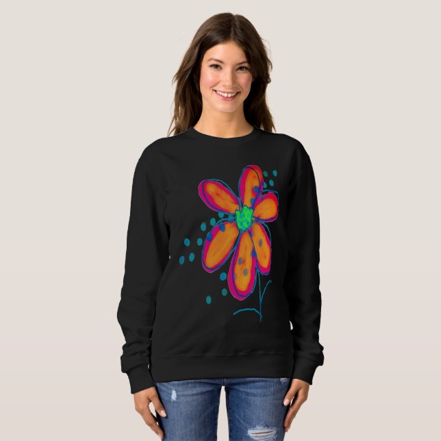 Sweatshirt Fleur funky Art Abstrait à porter (Devant entier)