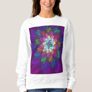 Sweatshirt Fleur psychédélique colorée Art fractal Abstrait