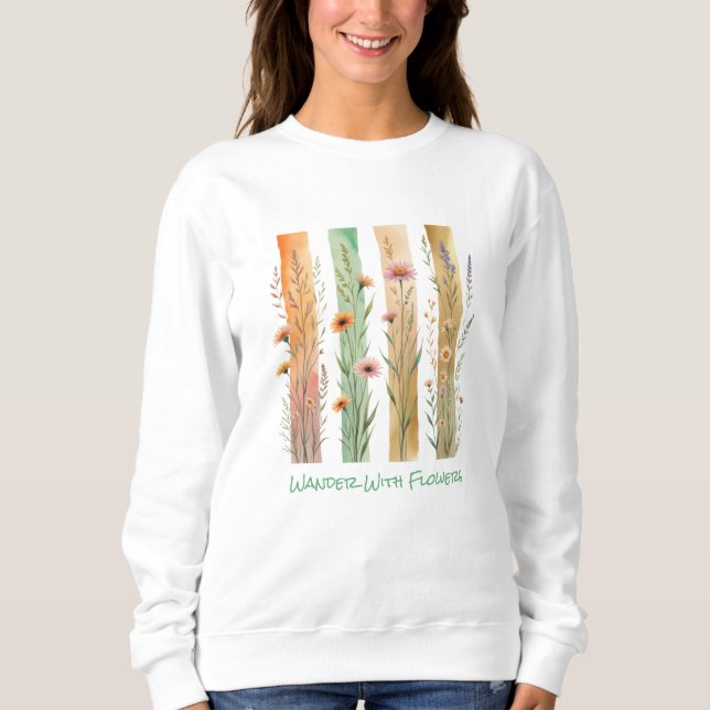 Sweatshirt Fleurs d'aquarelle de pinceau fleurs sauvages (Devant)