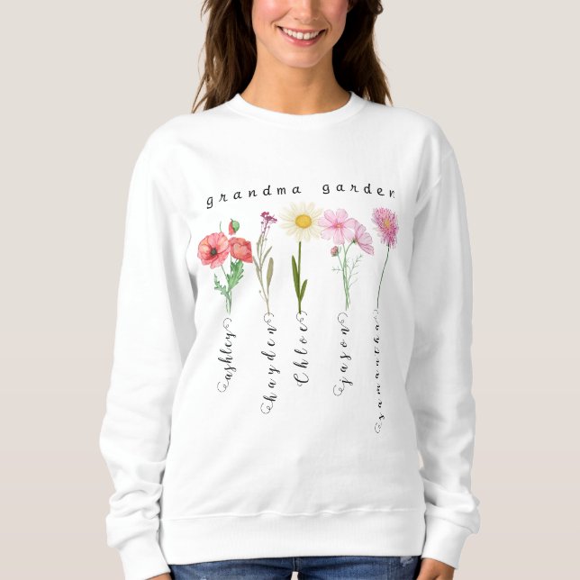 Sweatshirt Fleurs de naissance de jardin grand-mère personnal (Devant)