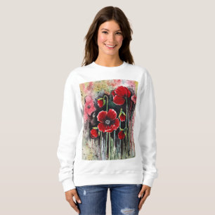 Sweatshirt Fleurs De Pavot En Aquarelle