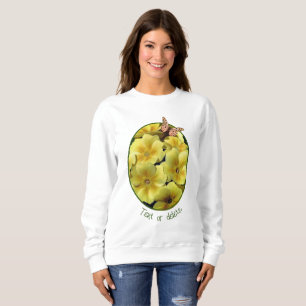 Sweatshirt Fleurs De Primrose Jaune Et Papillon Personnalisé
