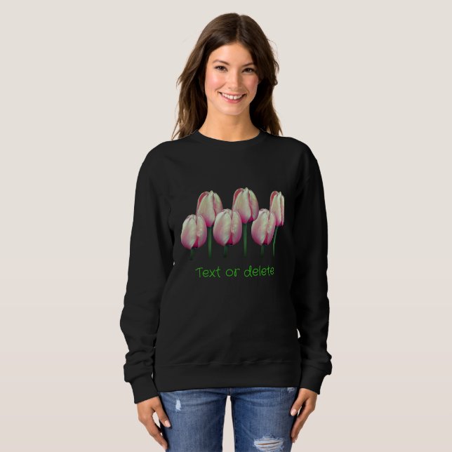 Sweatshirt Fleurs de tulipes roses personnalisées (Devant entier)