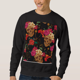 Sweatshirt Fleurs du crâne : Arrière - plan foncé sans coutur