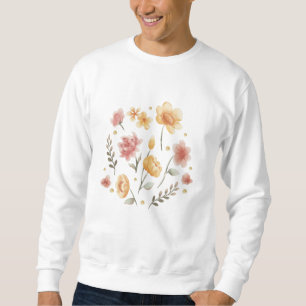 Sweatshirt Fleurs et feuilles fleuries aquarelle