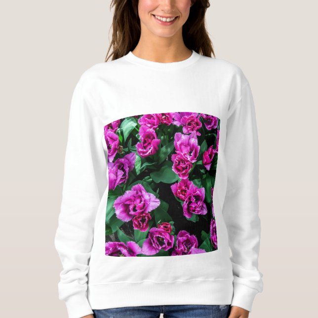 Sweatshirt Fleurs tulipes roses (Devant)