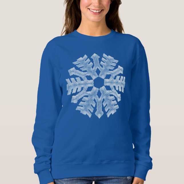Sweatshirt Flocon de neige glacé bleu Icy Noël hiver (Devant)