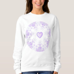 Sweatshirt flocon de neige violet clair et coeur étincelant