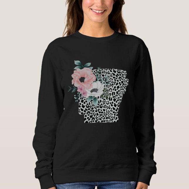 Sweatshirt Floral Leopard Arkansas Patriotic Woman Girl (Devant)