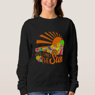 Sweatshirt Floral Summer Retro Voici Le Soleil Vibrant Col