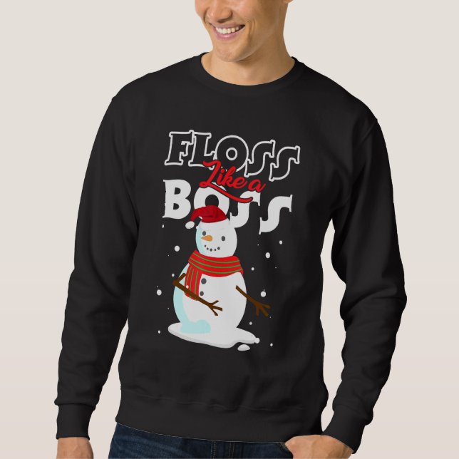 Sweatshirt Floss Like a Boss Snowman Flossing Noël 4 (Devant)