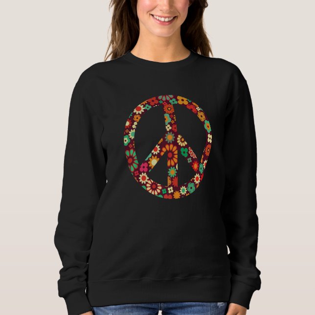 Sweatshirt Flower Power Peace Hippie Love 60s 70s Costume Ret (Devant)