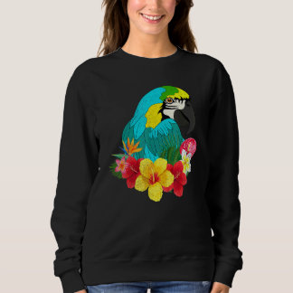 Sweatshirt Flowers Bird  Jungle Animal Tropical Macaw Parrot