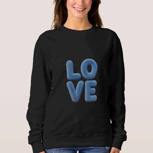 Sweatshirt Fluffy Blue Love Cloudy Hugs in Blue Fuzzball Feel (Devant)