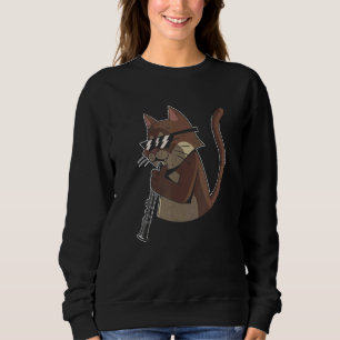 Sweatshirt Flute Musicien Chat Portant Des Lunettes De Soleil