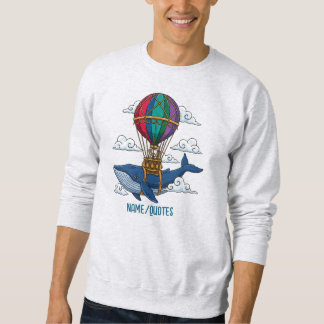 Sweatshirt Flying Blue Whale with Hot Air Balloon