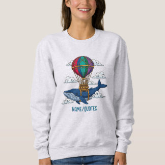Sweatshirt Flying Blue Whale with Hot Air Balloon