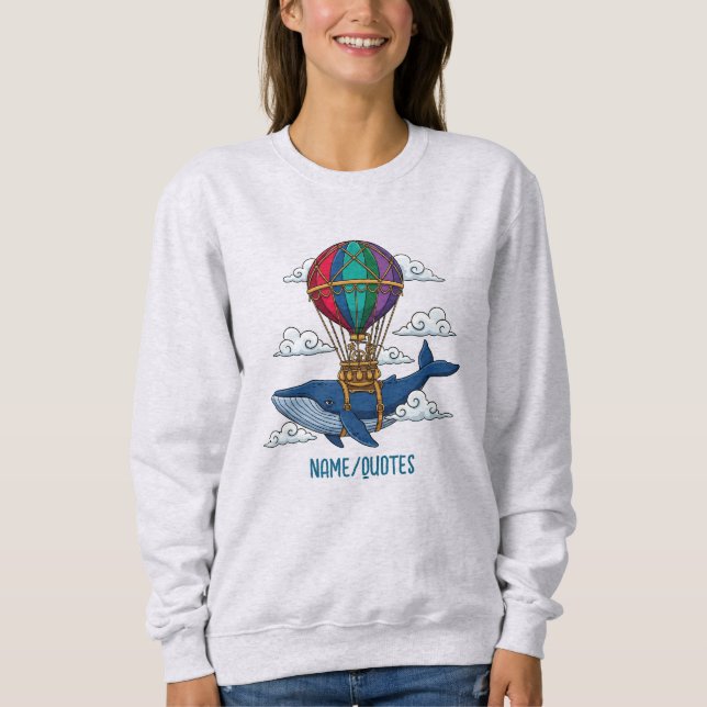 Sweatshirt Flying Blue Whale with Hot Air Balloon (Devant)