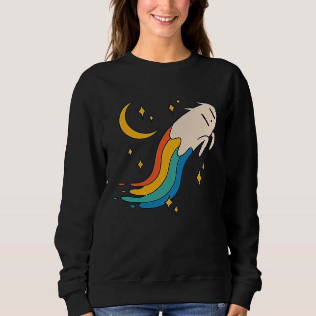 Sweatshirt Flying Rainbow Cat Meme Cat Emo Soft Grunge EGirl (Devant)