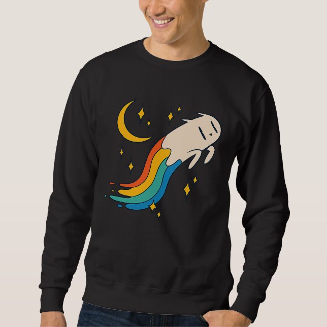 Sweatshirt Flying Rainbow Cat Meme Cat Emo Soft Grunge EGirl (Devant)