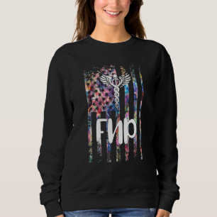 Sweatshirt Fnp American Flag Famille Infirmière Praticien Gra