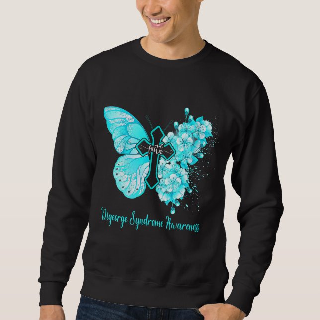 Sweatshirt Foi papillon Turquoise Foi Digeorge Syndrome Awar (Devant)