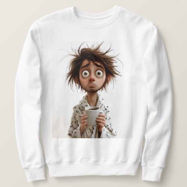Sweatshirt Folie du matin : Café d'abord, questions plus tard (Design devant)