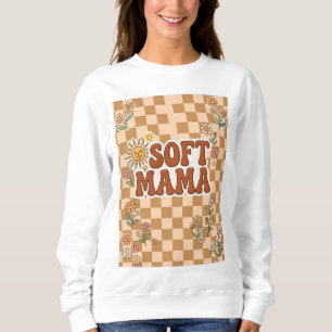 Sweatshirt Fond PNG à carreaux marron Rétro Doux Maman -