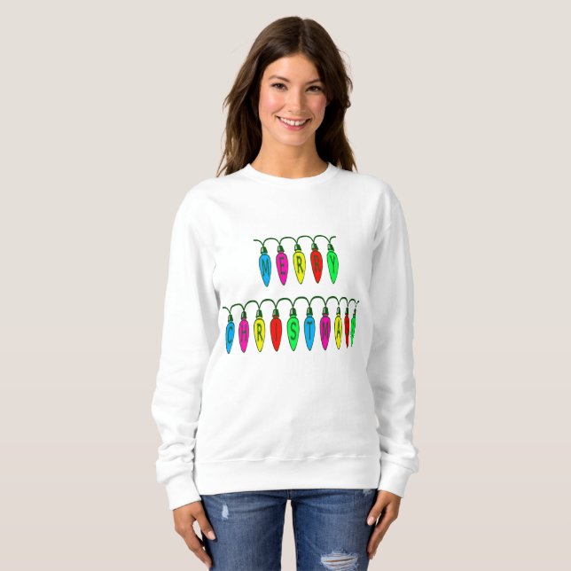 Sweatshirt Font coloré Joyeux Feux Noël (Devant entier)