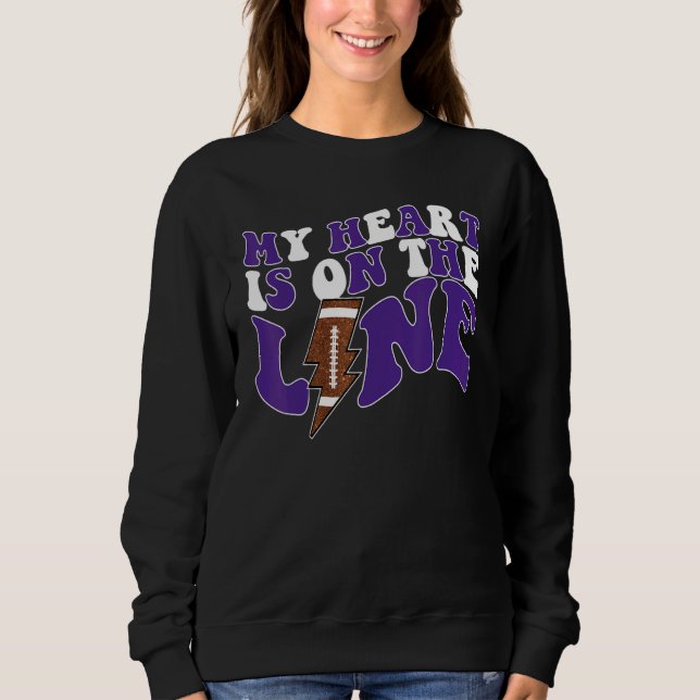 Sweatshirt Football My Heart Is On The Line Offensive Lineman (Devant)