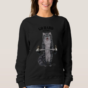 Sweatshirt Formation Muscle de chats gris Fitness d'haltéroph