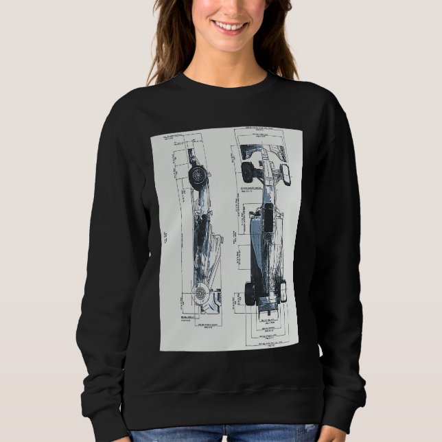Sweatshirt Formula Racing Car Blueprint Mechanical Engineerin (Devant)