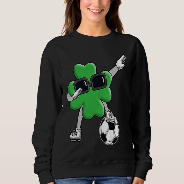 Sweatshirt Four Leaf C Soccer Patrick's Day Lucky Day (Devant)