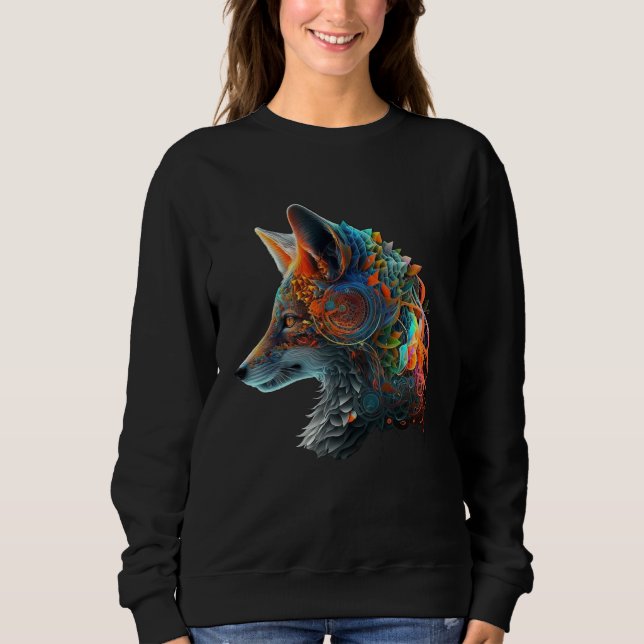 Sweatshirt Fox Animal Motif Fantasy Colourful Fox (Devant)