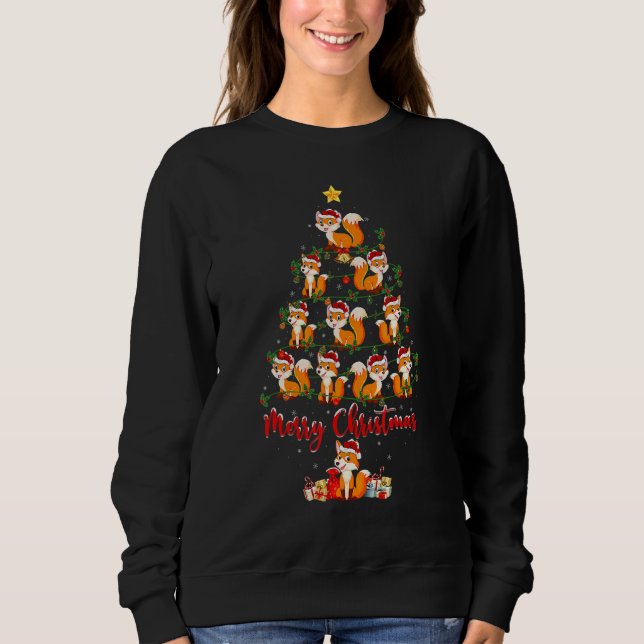 Sweatshirt Fox Christmas Tree Lights Santa Fox Xmas (Devant)