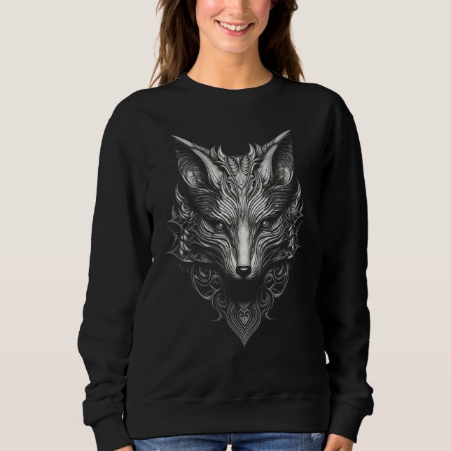 Sweatshirt Fox Mandala Art - Animal Wolf Fox (Devant)