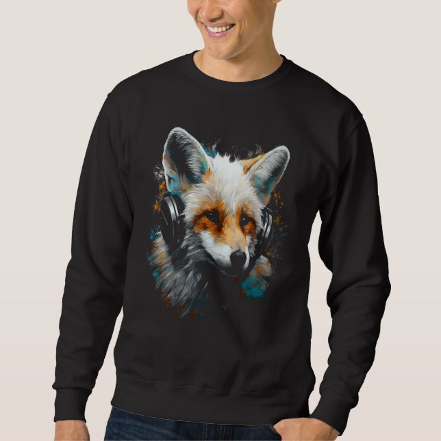 Sweatshirt Fox Music  Animal Headphones Fox (Devant)