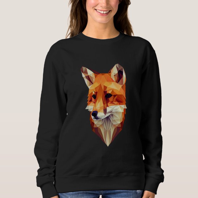 Sweatshirt Fox Polygon Wild Animal Wildlife Zookeeper Geometr (Devant)