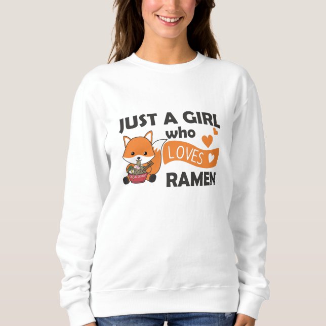 Sweatshirt Fox Ramen Animaux sucrés mangeant des pâtes (Devant)