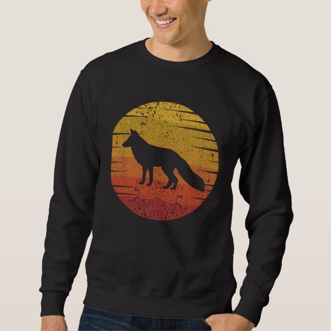 Sweatshirt Fox Retro Sunset Fox Wild Animal (Devant)