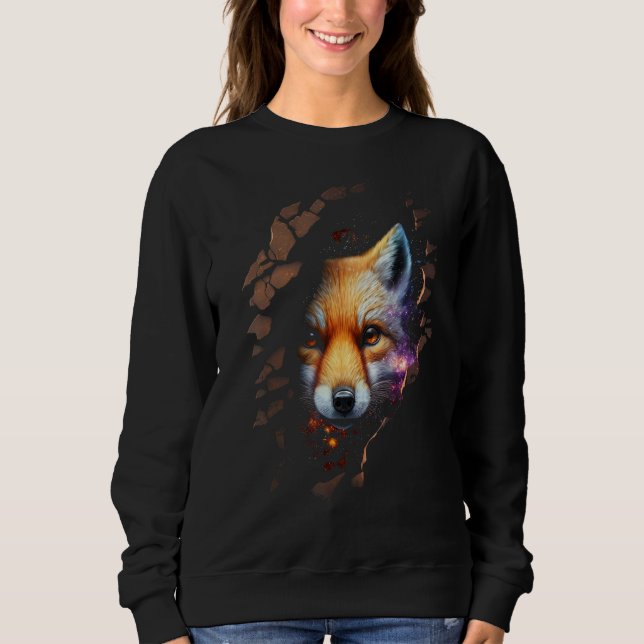Sweatshirt Fox Wall Animal Print Art Animal Lover Fox (Devant)