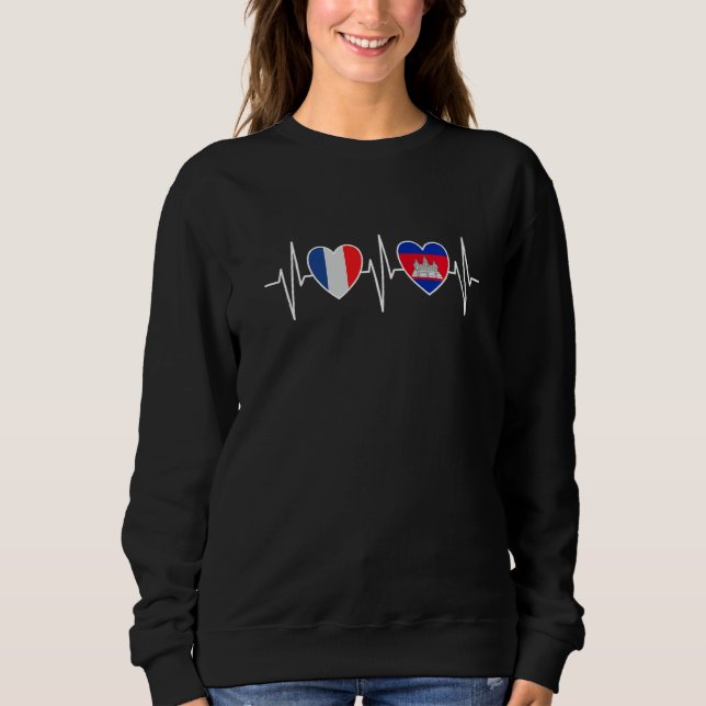 Sweatshirt France And Cambodia Cambodian Flag Flag Premium (Devant)