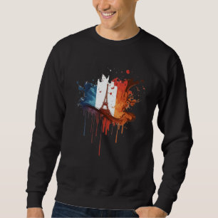 Sweatshirt France Paris Abstrait Tache Drapeau Français Eiffe