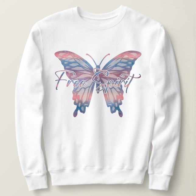 Sweatshirt Free Spirit Mandala Butterfly Design (Design devant)