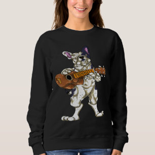 Sweatshirt French Buldog Chien Musique Guitariste Baid Bass G